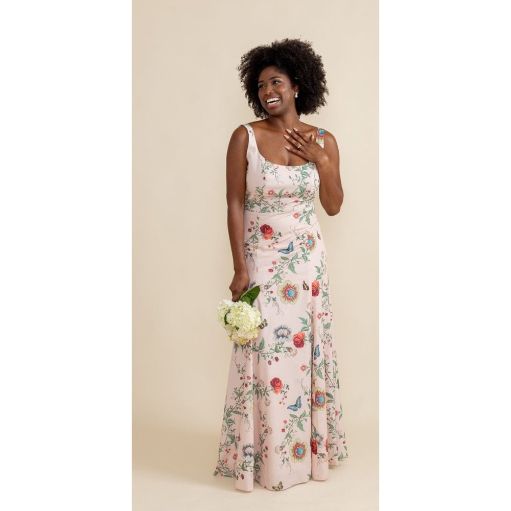 Lula Kate Emily dress size 14 pink floral maxi wedding guest garden